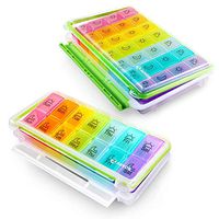 AUVON iMedassist Weekly Pill Organizer (Twice-A-Day) Bundle with AUVON iMedassist Moisture-Proof Pill Organizer (7-Day / 4-Times-A-Day)