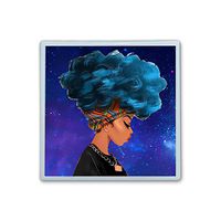 Contact Lens Box Holder Container Case Storage Eyecare Kit -Thinking Blue Hair Africa Women