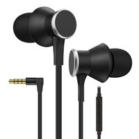 Wired Earphones Metal Earbuds with Microphone and Volume Control,Noise Isolating Stereo in Ear Headphones,Magnetic and Tangle Free Cable Design in-Line Remote for Android iPhone Smartphones Black