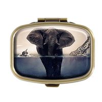 Top A Elephant Custom Personalized Square Pill Box Decorative Box Vitamin Container Pocket Or Wallet (Elephant-1)