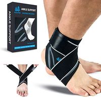 BLUE PINE Ankle Support Adjustable Ankle Brace Pair(2+2 PCs) with Compression Wrap Support (Gray, Medium)