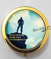 BlackKey I Can Do All Things Through Christ Who Strengthens Me 3-Compartment Decorative Pocket Gift Box Case Organizer for Pill, Color 2 -1487