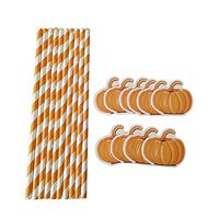 Sikye 10 x Paper Straw Halloween Party Shooting Props with Pumpkin Paper Party Essentials