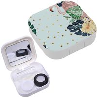 Portable Contact Lens Case Box Travel Kit Mirror + Bottle + Tweezers Container Holder [ Summery Tropical ]