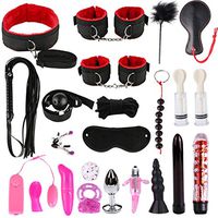Yunestry 23PCS/Set Leather Nylon Plush BDSM Bondage Toy Flirt - Amal Plug - Body Massage Tools - Massagers Adullt Six Toys Set