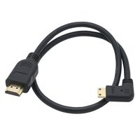 Mini HDMI to HDMI Cable 90 Degree 50cm 19.6inch High Speed Gold Plated Mini HDMI Right Angle Male to HDMI Male Cable1080P 3D w/Ethernet (0.5m, Right Angle)
