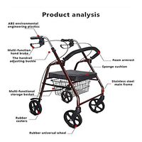 JJZXPJ Folding Rollator Walker，Rollator Walker with Seat Adjustable Handle Height Drive Walker Upwalker Walker for Seniors with Cushioned Flip Up Seat and Convenient Storage Basket