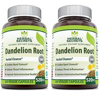 Herbal Secrets Dandelion Root 520 Mg 120 Veggie Capsules (Non-GMO) - Improve Gastrointestinal Health, Reduces Throat Inflammation, (Pack of 2)