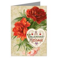 Valentines Day Note Cards with Carnation Vintage Floral Message