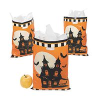 Haunted House Silhouette Plastic Bags (50 pieces) Halloween Party Supplies
