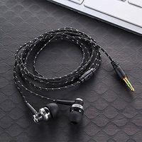 Black in-Ear Earbuds Stereo Tangle Free Braided Cable Cord Quality Sound Bass