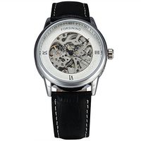 FORSINING Luxury Brand Men Skeleton Automatic Mechanical Military Watches Genuine Leather Wristwatch