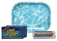 Trip 2 Clear Rolling Papers (3 Pack), Elements 79mm Roller, Leaf Lock Gear Mini Rolling Tray (Ripple) - 5 Item Bundle