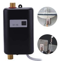 Julitech Indoor Tankless Water Heater, 3KW/3.4KW/3.8KW Electric Instant Hot Water Heaters with LED Digital Display for Shower Bathroom Kitchen,Black,3800w