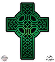 GT Graphics Green Celtic Cross - 8" Vinyl Sticker - for Car Laptop I-Pad - Waterproof Decal