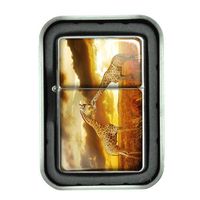 Windproof Refillable Oil Lighter with Tin Gift Box Giraffe Design-009