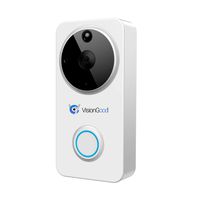 VisionGood Reliable Wireless 720P HD Video Battery DoorBell with PIR Monitor Detection Two-Way Audio & Night Vision for iOS and Android Smart App Control (White)
