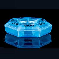 Weekly 7-Sided Pill Planner, Round Pill Box Medicine Tablet Case Container Storage Holder for Medicine Travel White Case Weekly Holder(8.5 * 2.5cm,Blue)