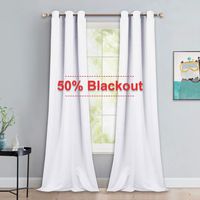 NICETOWN Long White Curtains for Patio - Home Decoration Grommet Top Drapes, White Bedroom Panels (42 inches Wide x 90 inches Long, White, 2 Panels)