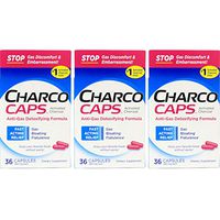 Charcocaps Anti-gas Formula 260 mg Per Capsule, 36 Capsules Each (3 Pack)