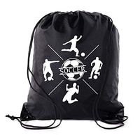 Soccer Party Favors | Soccer Drawstring Backpacks for Birthday Parties, Team events, and much more! - 3PK Black CA2500SOCCER S5