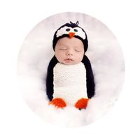 Coberllus Newborn Baby Photography Props Outfits Penguin Hat Sleeping Bag for Boy Girls Photography Shoot