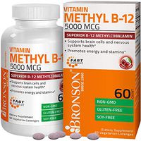 Bronson Methyl B12 5000 mcg Vitamin B12 Methylcobalamin Energy & Brain Support 60 Lozenges