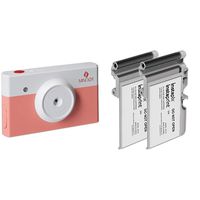 Minolta Instapix 2 in 1 Instant Print Digital Camera & Bluetooth Printer- Coral Pink Bundle with Instaprint 20-Photo Capacity Cartridge