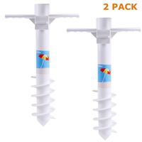 Ohuhu Beach Umbrella Sand Anchor Stand Holder with 5-Tier Screw, One Size Fits All Safe for Strong Wind, 2 Pack