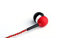 Tweedz Durable, Tangle-Free Red Earbuds - In Ear Stereo Headphones with 100% Nylon Braided Fabric Wrapped Cords and Noise Isolating Ear Buds