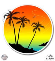 GT Graphics Tropical Sunset Vacation Palm Trees - 3" Vinyl Sticker - for Car Laptop I-Pad Phone Helmet Hard Hat - Waterproof Decal