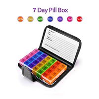 GHzzY Weekly Pill Box - 7 Day 28 Compartments Medication Organiser - Portable Travel Pill Case for Vitamins Fish Oils Supplements Medication