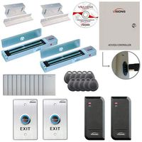 Visionis FPC-6134 Two Door Access Control for Inswing Door 600lbs MagLock Time Attendance TCP/IP Wiegand Controller, Black Card Reader, 10,000 Users Software Included