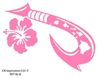 UR Impressions Pnk Hawaiian Islands Maui Hook with Hibiscus Flower Decal Vinyl Sticker Graphics Cars Trucks SUV Vans Walls Windows Laptop Tablet|Pink|6 X 4.4 Inch|JJURI121