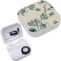 Portable Contact Lens Case Box Travel Kit Mirror + Bottle + Tweezers Container Holder [ Flowers Watercolor ]