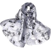 Theoylos Women's Silk Scarf Fashion Sunscreen Shawls Wraps for Headscarf&Neck Ladies Printing Long Soft Wrap Scarves Black