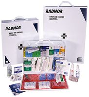 Radnor 64058045 White and Black Steel Portable Or Wall Mounted 100 Person 2 Shelf Industrial First Aid Kit, English, 15.34 fl. oz, Plastic, 1 x 1 x 1