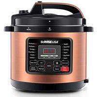 GoWISE USA 8-Quarts 12-in-1 Electric Pressure Cooker + 50 Recipes for your Pressure Cooker Book with Measuring Cup, Stainless Steel Rack and Basket, Spoon (Copper)