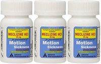 Meclizine 25 mg Generic for Bonine Chewable Tablets for Prevention of Motion Sickness and Anti-Nausea 100 Tablets per Bottle Pack of 3 Total 300 Tablets