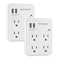 OviiTech Multi-Functional Surge Protector Wall Mount Outlet 4-Outlet Plug and Dual 2.1A USB Charging Ports,Socket Outlets Adapter,White,ETL Listed,2 Pack