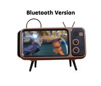 UnnFiko Wireless Bluetooth Speakers Retro TV Style Stand Holder, Cartoon Desktop Bracket Desk Mount, Universal for Samsung iPhone X 6 6s 7 8 Plus XR Xs 11 Pro Max (TV Brown Bluetooth)