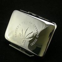 MODEBESO(TM) Maple Leaf Silver Color Copper Metal Cigarette Case Holder China Holds 16 Cigarette