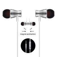 Headphones in-Ear Earbuds Earphones .5mm Metal Housing Magnetic Best Wired Bass Stereo Headset Built-in Microphone Support Hands-Free/Volume Control Earphone Bag+Earbuds (Silver)