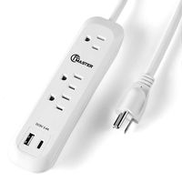 Fast Charging USB Port Power Strip Surge Protector with 6FT Cord Straight Plug 3 AC Outlets, 2 Smart IC USB Outlets(3.4A 5V), White