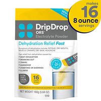 DripDrop ORS – Patented Electrolyte Powder for Dehydration Relief Fast - For Workout, Hangover, Illness, Sweating & Travel Recovery - Lemon - 16 x 8oz Servings