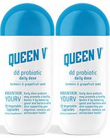 Queen V DD Probiotic for Women | pH Balanced to Support Digestive, Immunity, and Vaginal Health | Promotes Healthy Yeast & Bacteria | Natural | Turmeric + Grapefruit Seed | 30 Capsules (2 Pack)