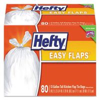 Easy Flaps Tall-Kitchen Trash Bags, 13gal, 0.8 Mil, White, 80/Box
