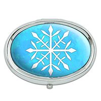 Snowflake Metal Oval Pill Case Box