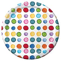 Creative Converting 8 Count Dotted Round Premium Paper Luncheon Plates, Multicolor, 8"