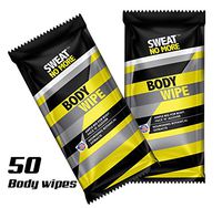 Sweat No More Extra Large 10 x 9" Deodorizing Body Wipes for Outdoor Activities Cleaning and Deodorizing, Remover Sweat, Dirt and Body Odor, Individually Wrapped - Pack of 50